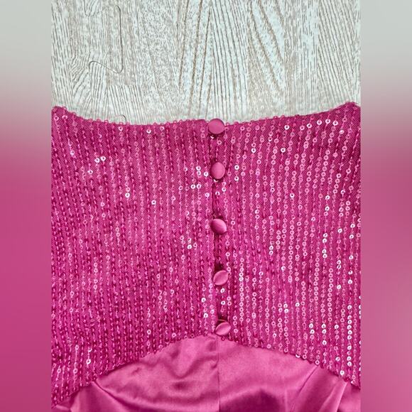 Alamour The Label Gown Dress Wedding Guest Magenta Sequin Glam Formal Prom Sz L - Picture 11 of 16